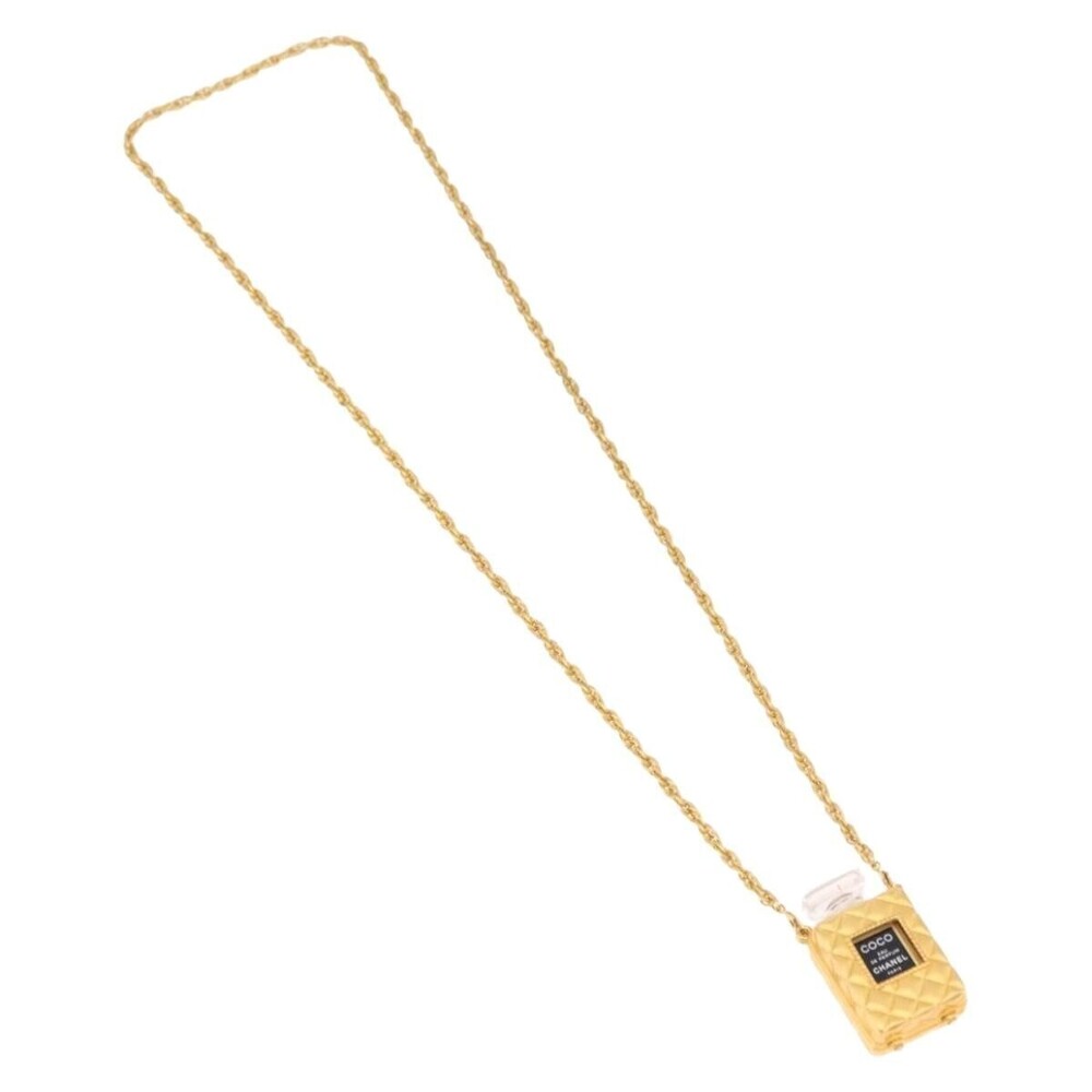 Chanel CC Perfume Bottle Pendant Chain Long Metal with Crystals and Faux Pearls